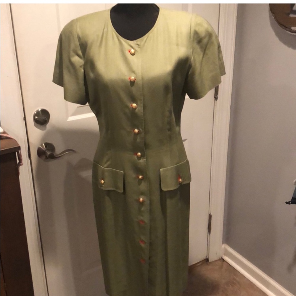 Chic Olive Button-Front Dress